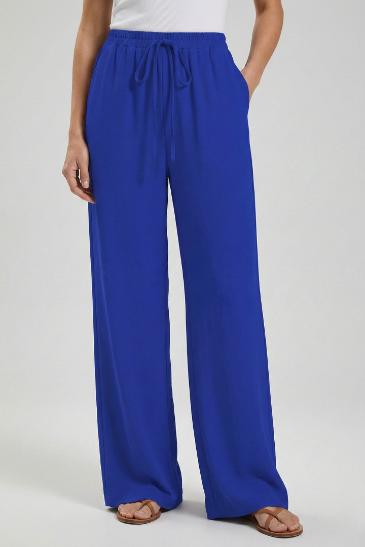 Women's Palazzo Trousers | Drawstring Waist & Side Pockets 2