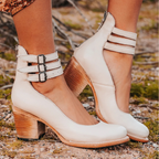 Women's Ankle Strap Heels | Double Buckle Block Heel