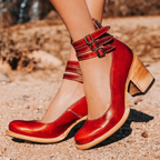 Women's Ankle Strap Heels | Double Buckle Block Heel