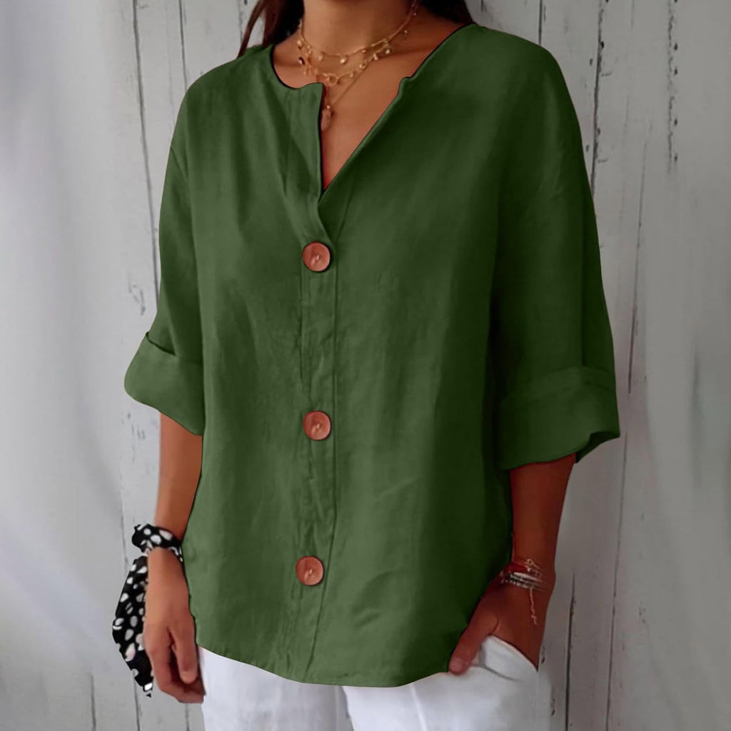 Women's Blouse | Button-Down V-Neck & Relaxed Summer Fit