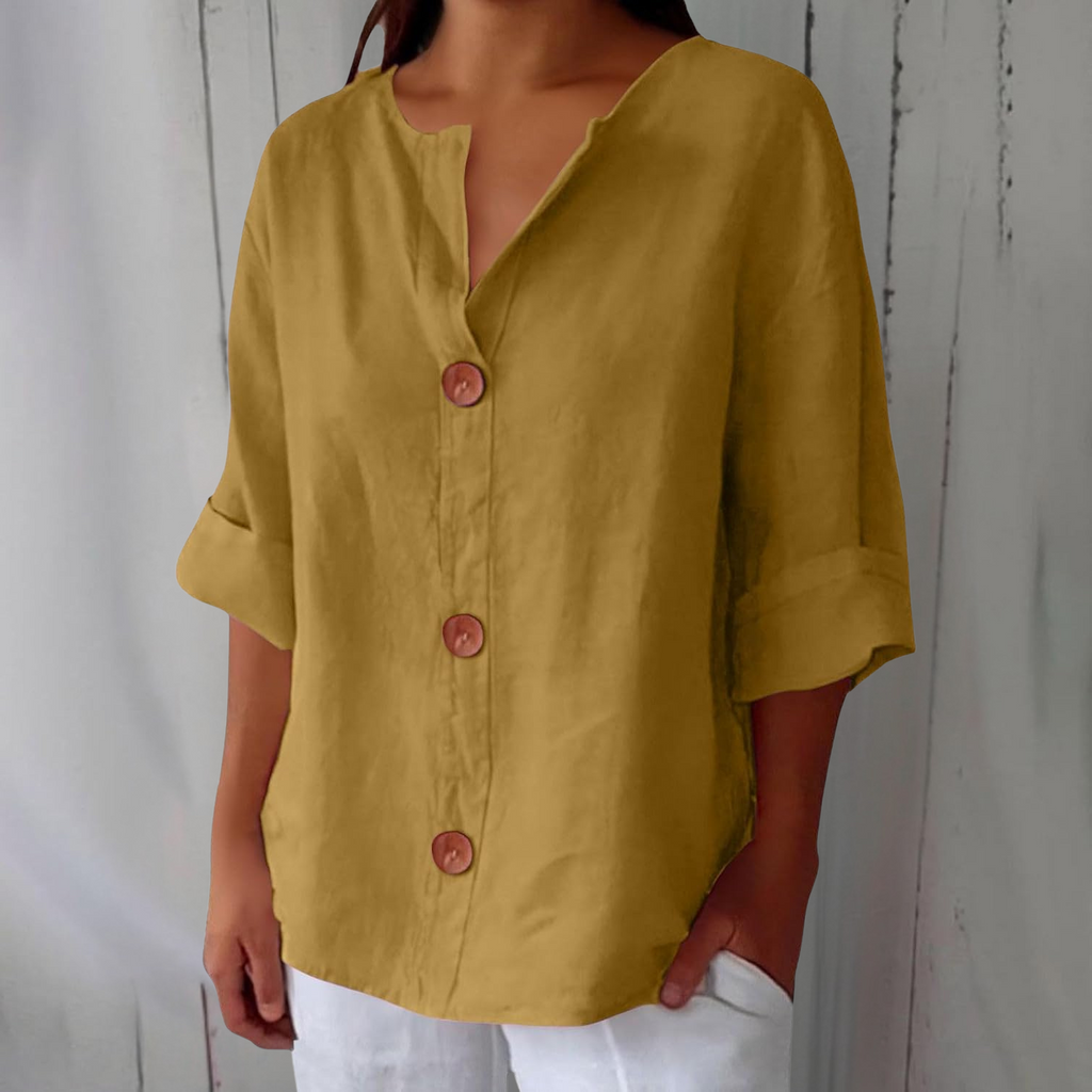 Women's Blouse | Button-Down V-Neck & Relaxed Summer Fit