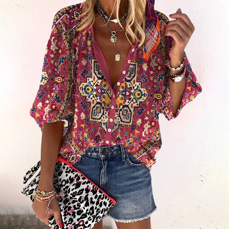 Women's Blouse | V-Neck Floral Print Design
