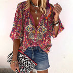 Women's Blouse | V-Neck Floral Print Design