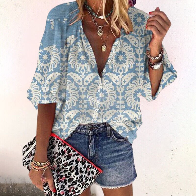 Women's Blouse | V-Neck Floral Print Design