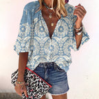 Women's Blouse | V-Neck Floral Print Design
