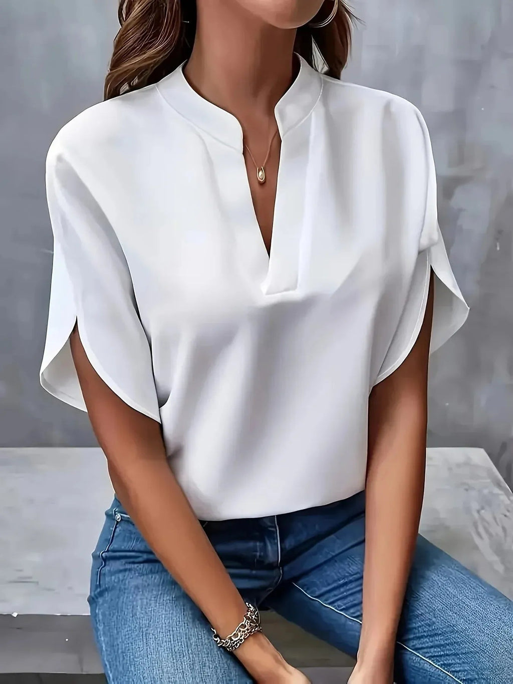 Women's Blouse | V-Neck Split Sleeve & Relaxed Fit
