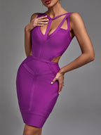 Women's Bodycon Mini Dress | Strappy Cut-Out V-Neck Bandage Dress