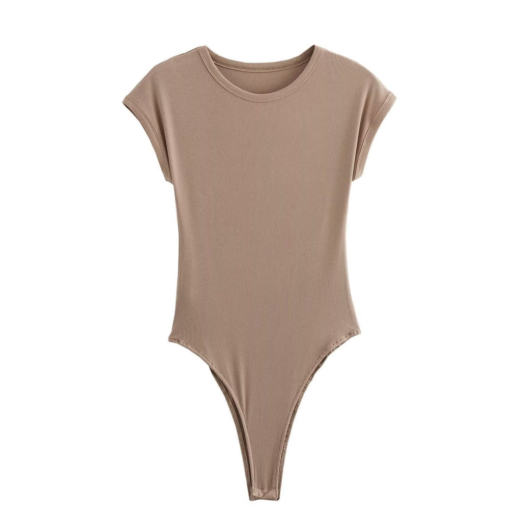 Women's Bodysuit | Ribbed Crew Neck Sleeve