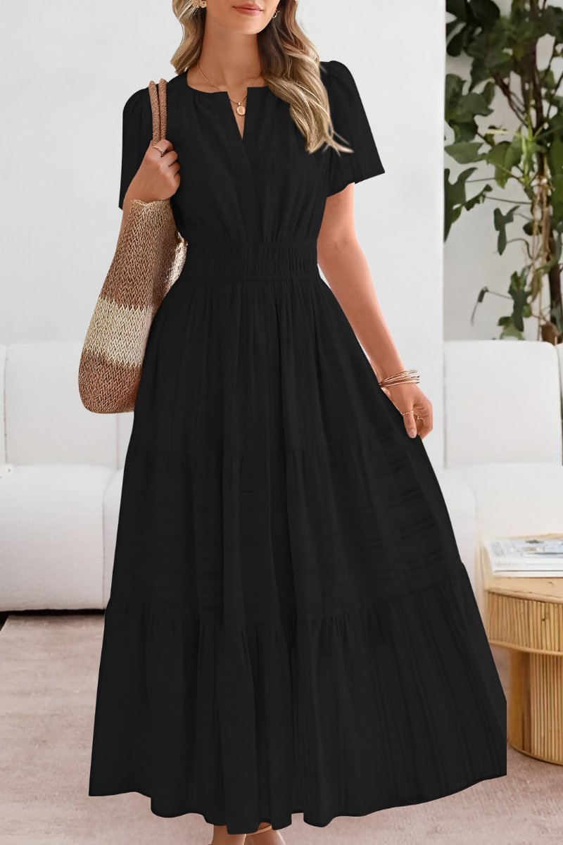 Women's Boho Midi Dress | Smocked Waist & Tiered Skirt