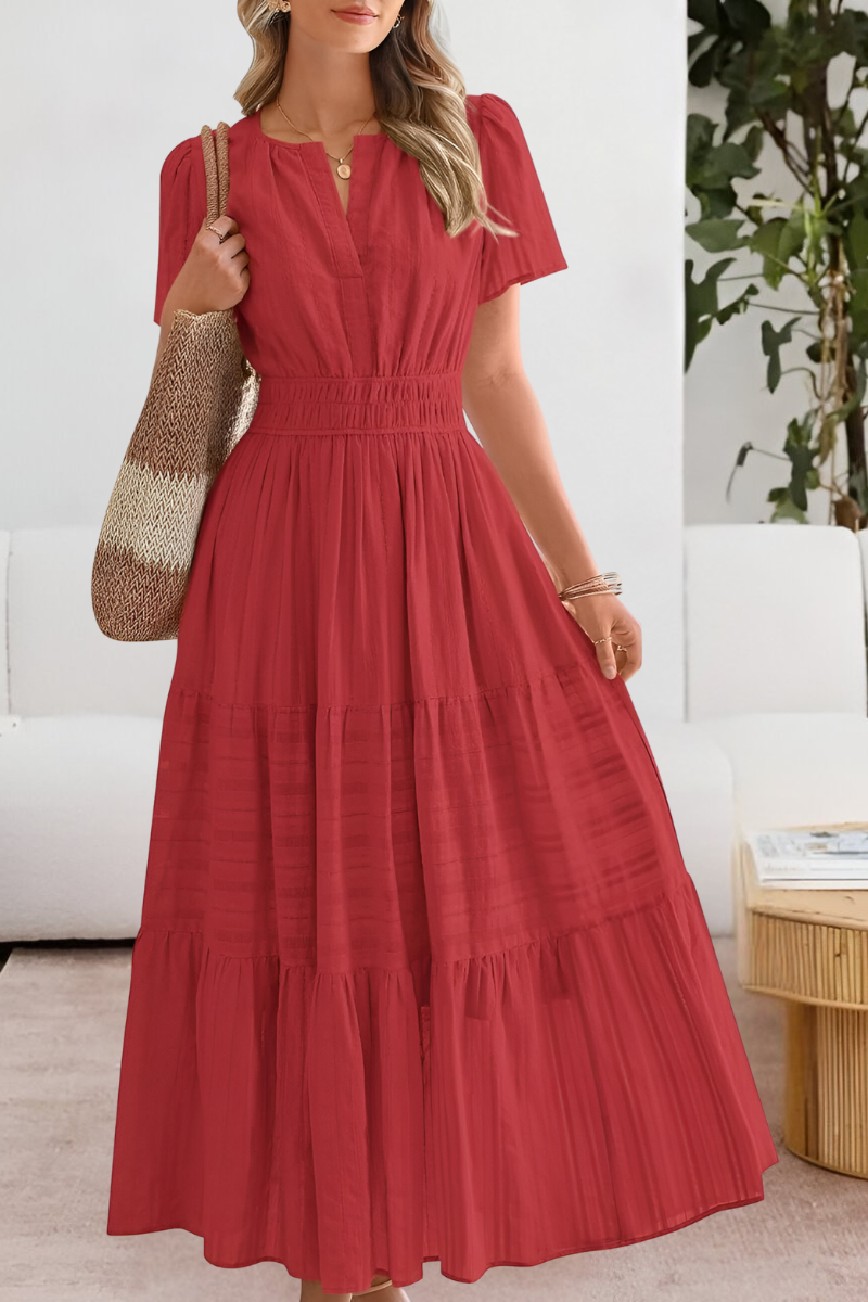 Women's Boho Midi Dress | Smocked Waist & Tiered Skirt