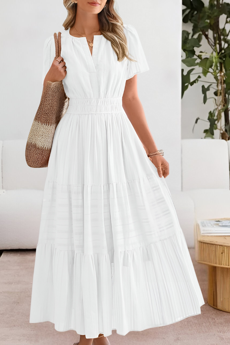 Women's Boho Midi Dress | Smocked Waist & Tiered Skirt