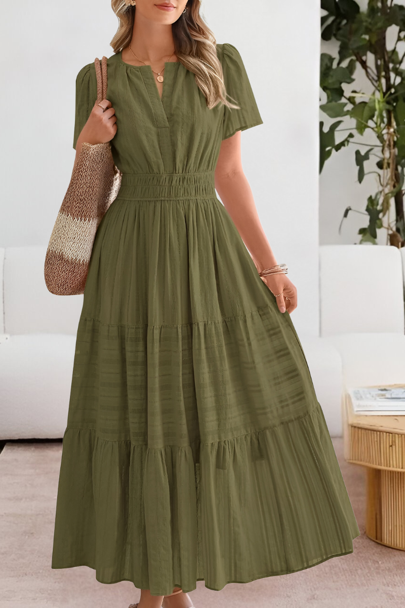 Women's Boho Midi Dress | Smocked Waist & Tiered Skirt