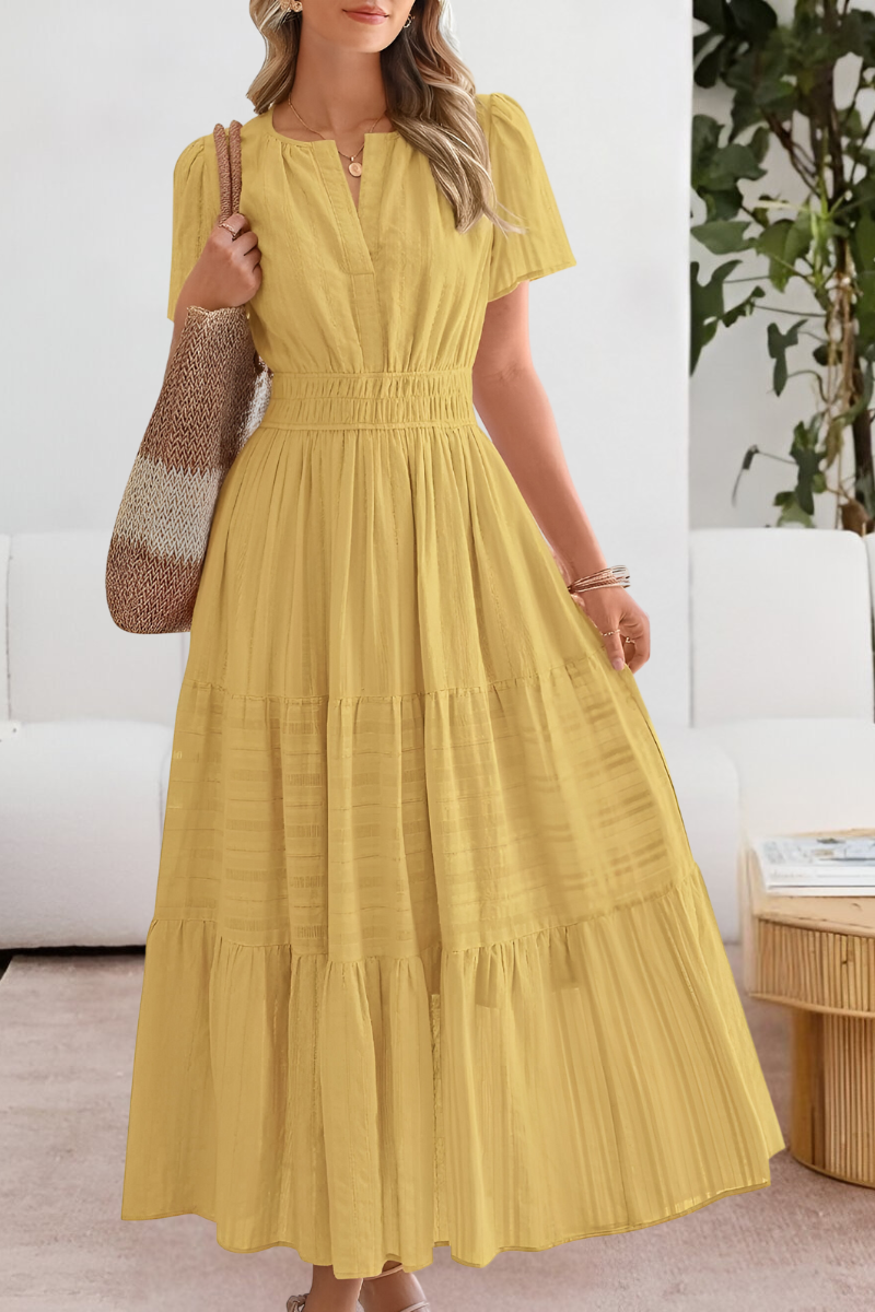 Women's Boho Midi Dress | Smocked Waist & Tiered Skirt