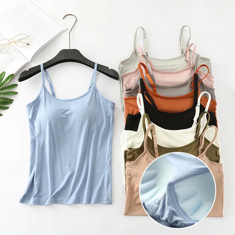 Women's Built in Bra Top | Padded Cami Vest for Everyday Comfort