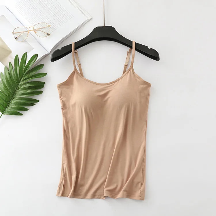 Women's Built in Bra Top | Padded Cami Vest for Everyday Comfort