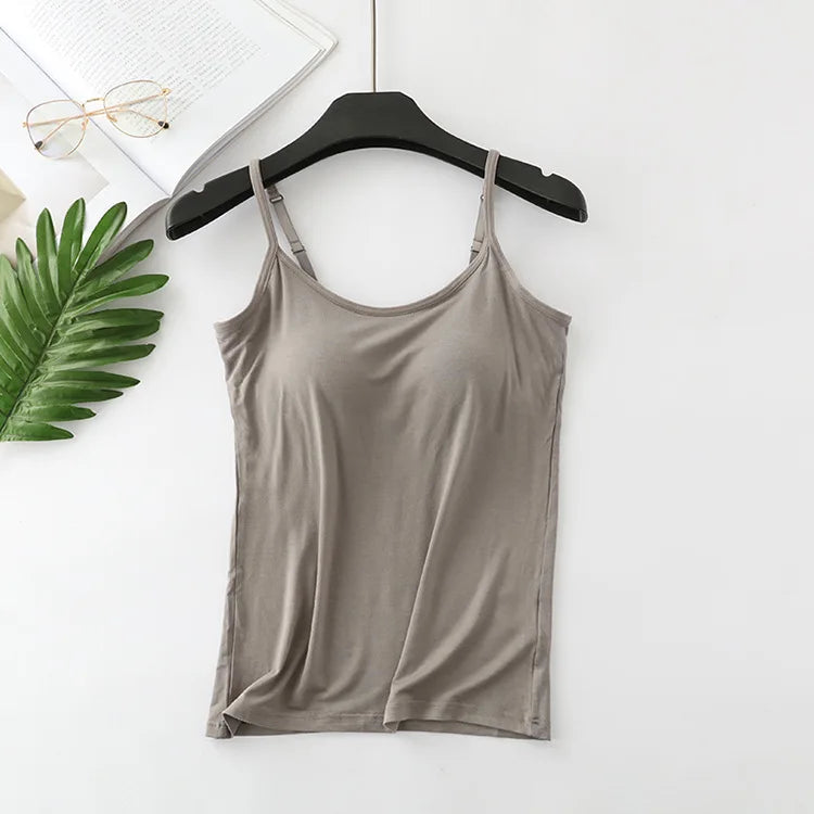 Women's Built in Bra Top | Padded Cami Vest for Everyday Comfort