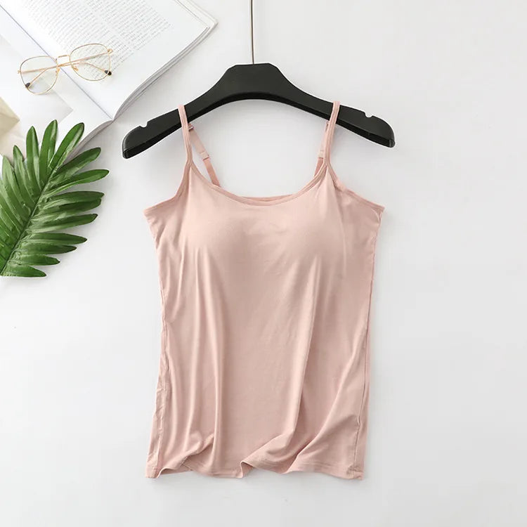 Women's Built in Bra Top | Padded Cami Vest for Everyday Comfort