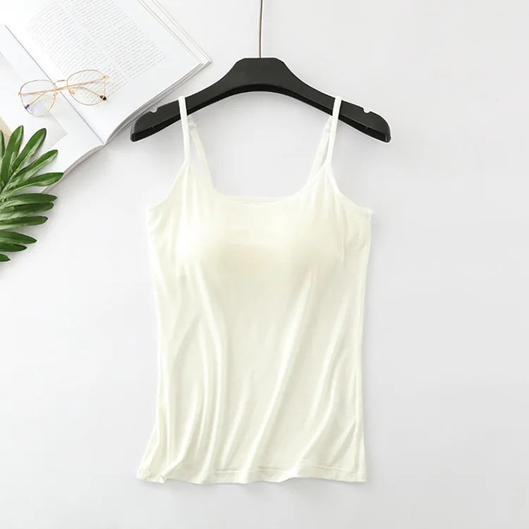 Women's Built in Bra Top | Padded Cami Vest for Everyday Comfort