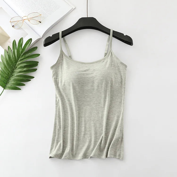 Women's Built in Bra Top | Padded Cami Vest for Everyday Comfort