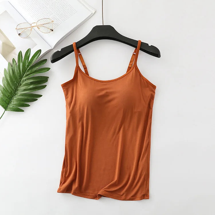 Women's Built in Bra Top | Padded Cami Vest for Everyday Comfort