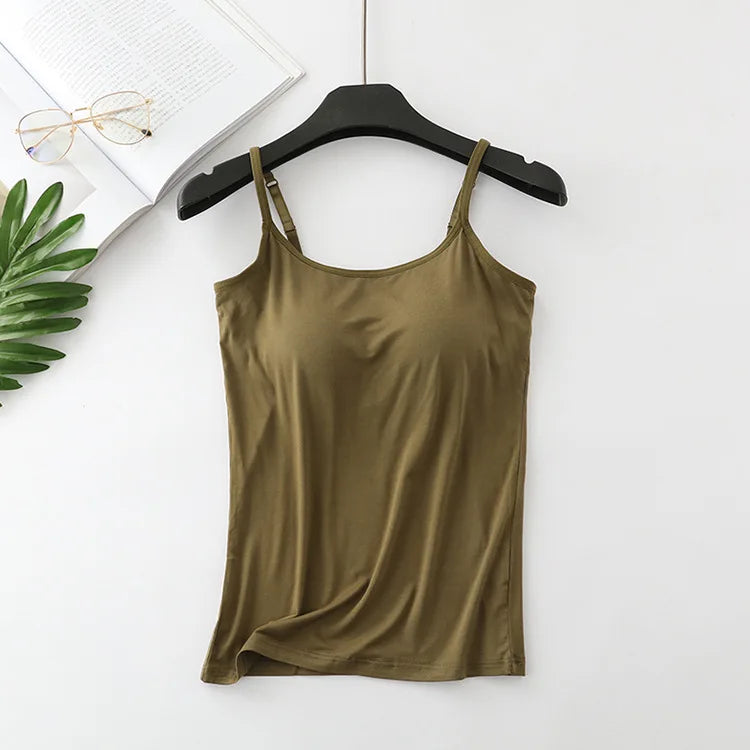 Women's Built in Bra Top | Padded Cami Vest for Everyday Comfort