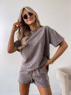 Women's Co Ord Set | Oversized Tee & Drawstring Shorts