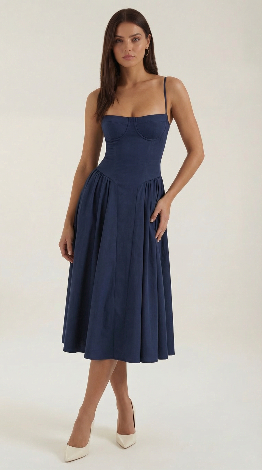 Women's Corset Midi Dress | Floral & Sweetheart Neckline