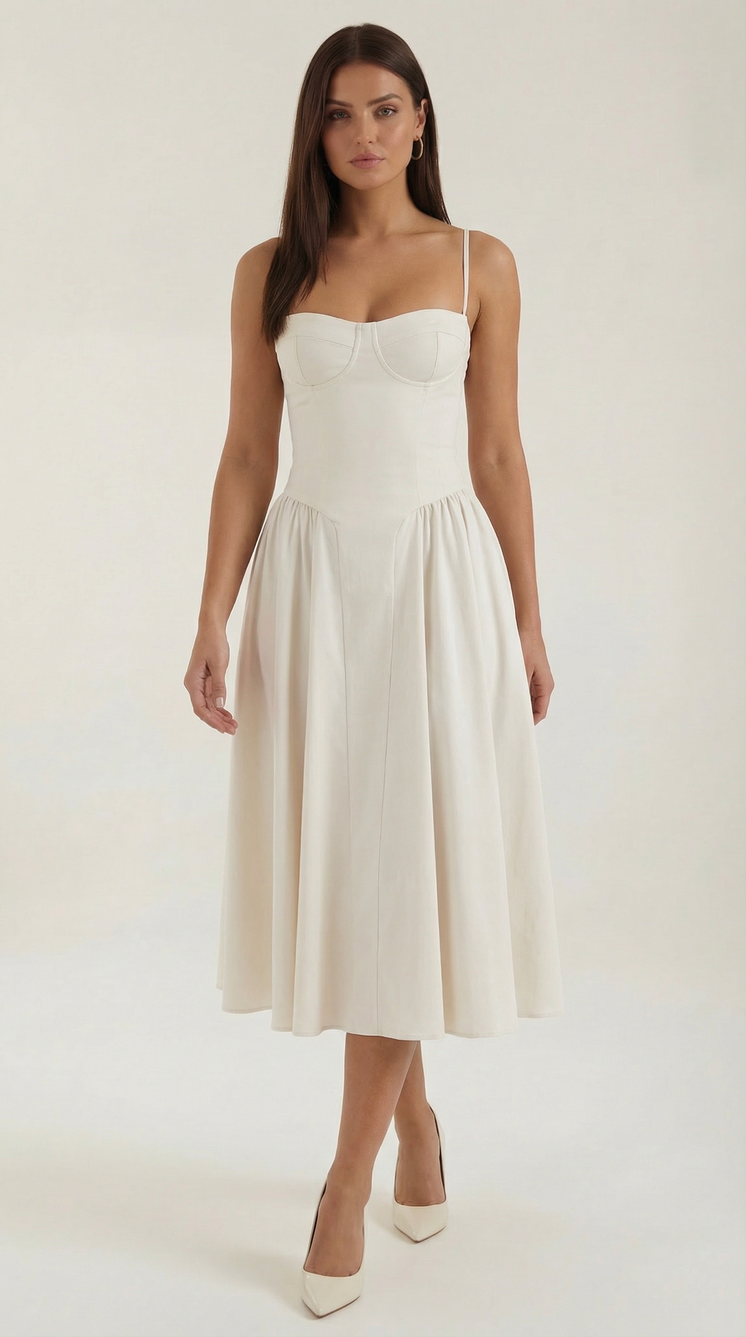 Women's Corset Midi Dress | Floral & Sweetheart Neckline