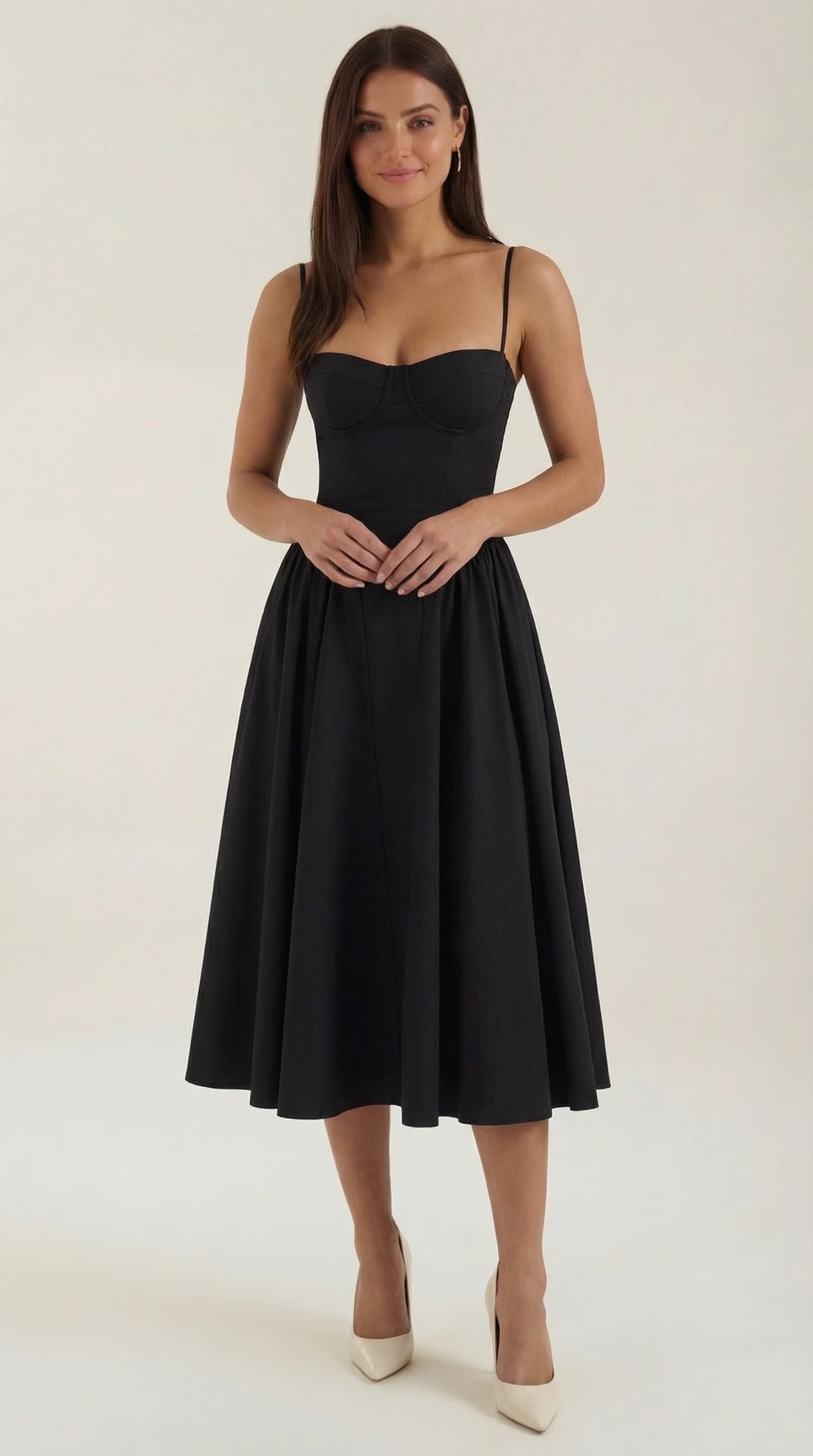 Women's Corset Midi Dress | Floral & Sweetheart Neckline