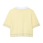 Women's Cropped Cardigan | Contrast Collar Button-Up