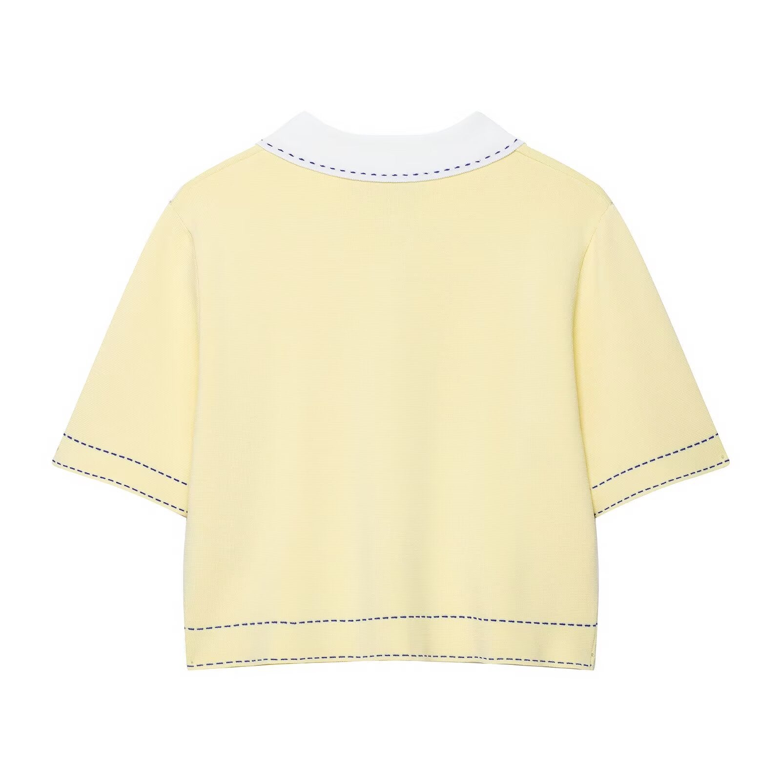 Women's Cropped Cardigan | Contrast Collar Button-Up