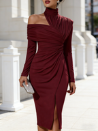 Women's Evening Maxi Dress | One Shoulder & Asymmetric Draped Design