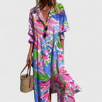 Women's Floral Midi Dress | Button Front & Relaxed Summer Style