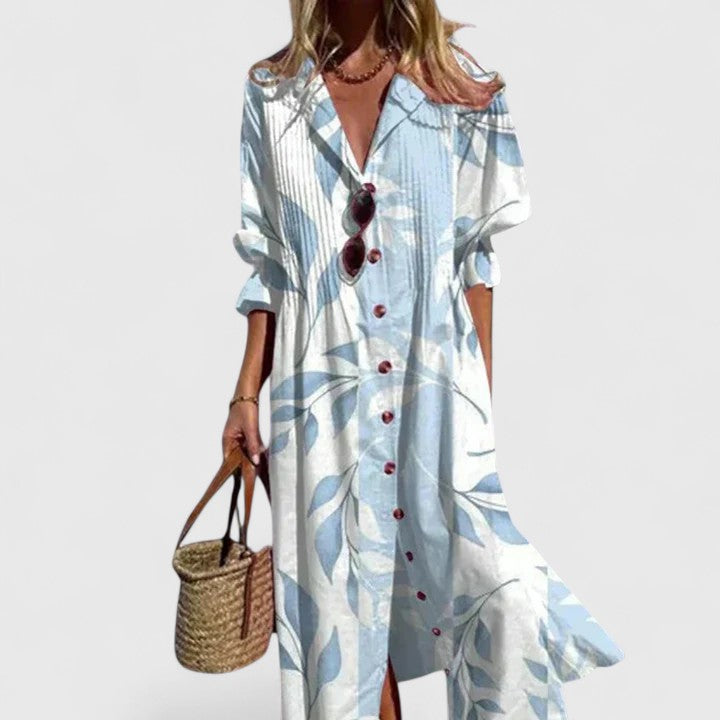 Women's Floral Midi Dress | Button Front & Relaxed Summer Style
