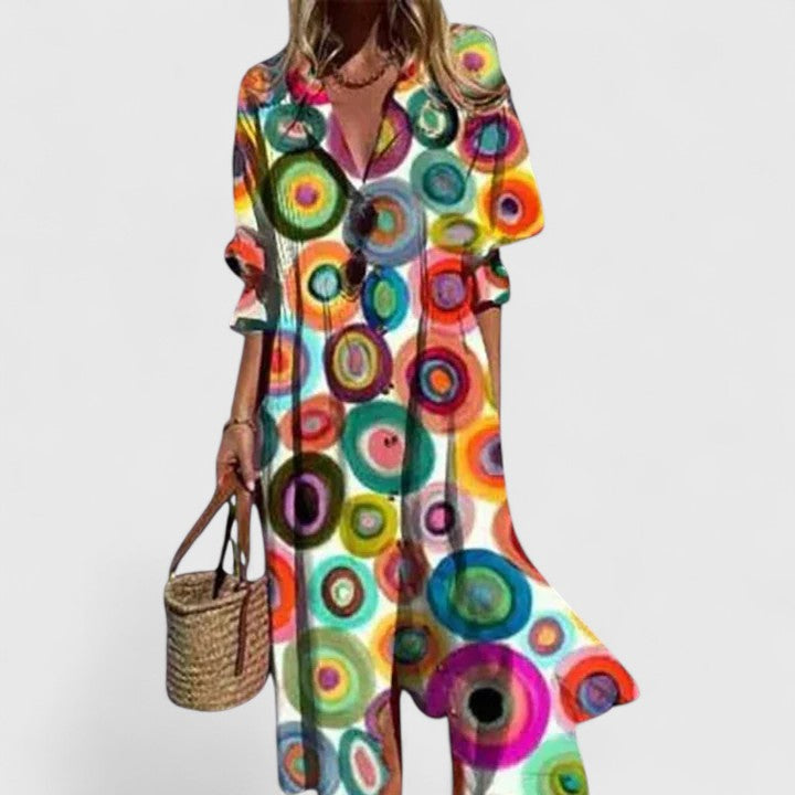 Women's Floral Midi Dress | Button Front & Relaxed Summer Style