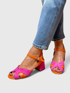 Women's Heeled Sandals | Block Heel Colour Block Ankle Strap