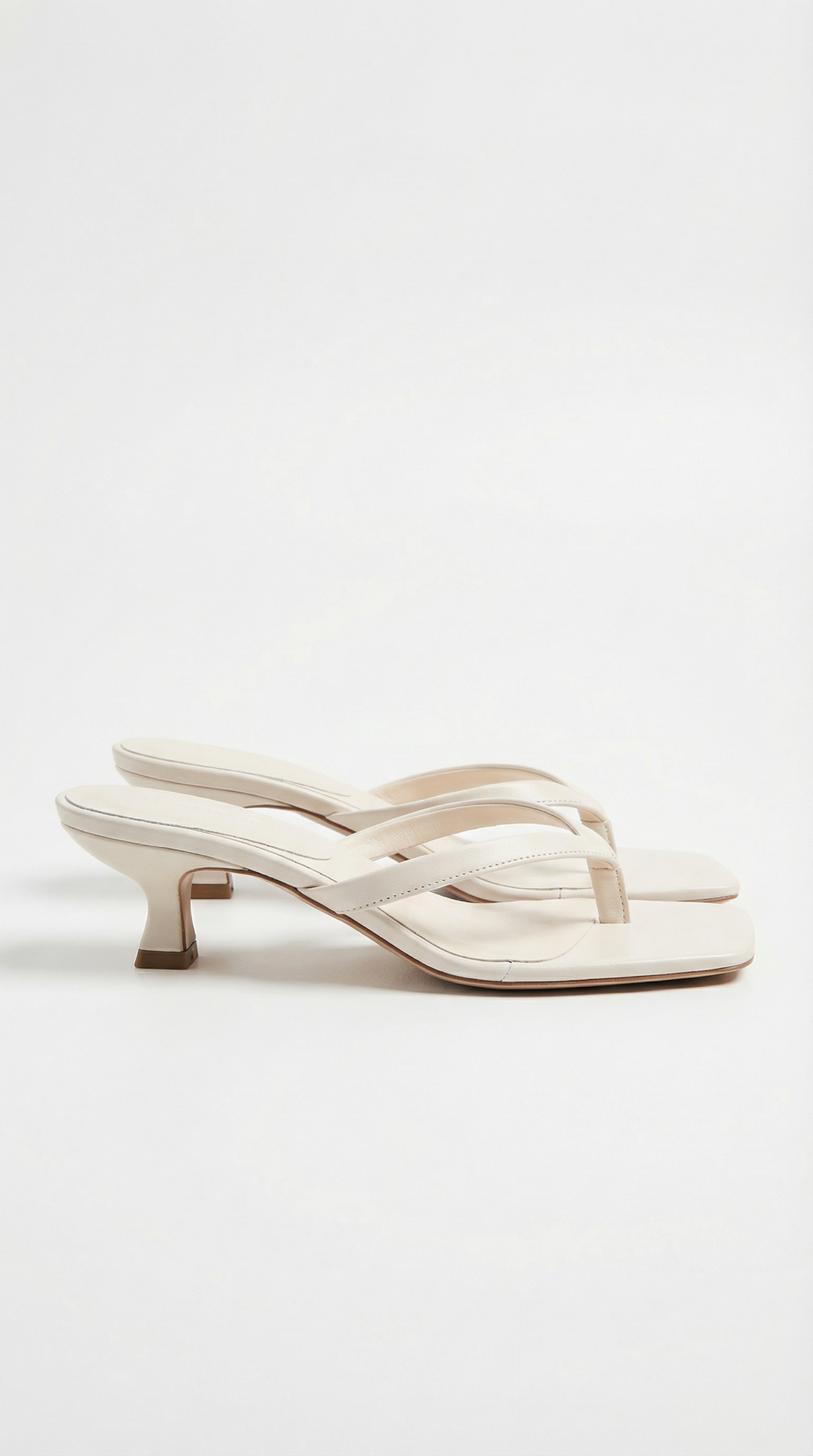 Women's Heeled Sandals | Thong Strap Kitten Heel & Square Toe