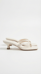 Women's Heeled Sandals | Thong Strap Kitten Heel & Square Toe