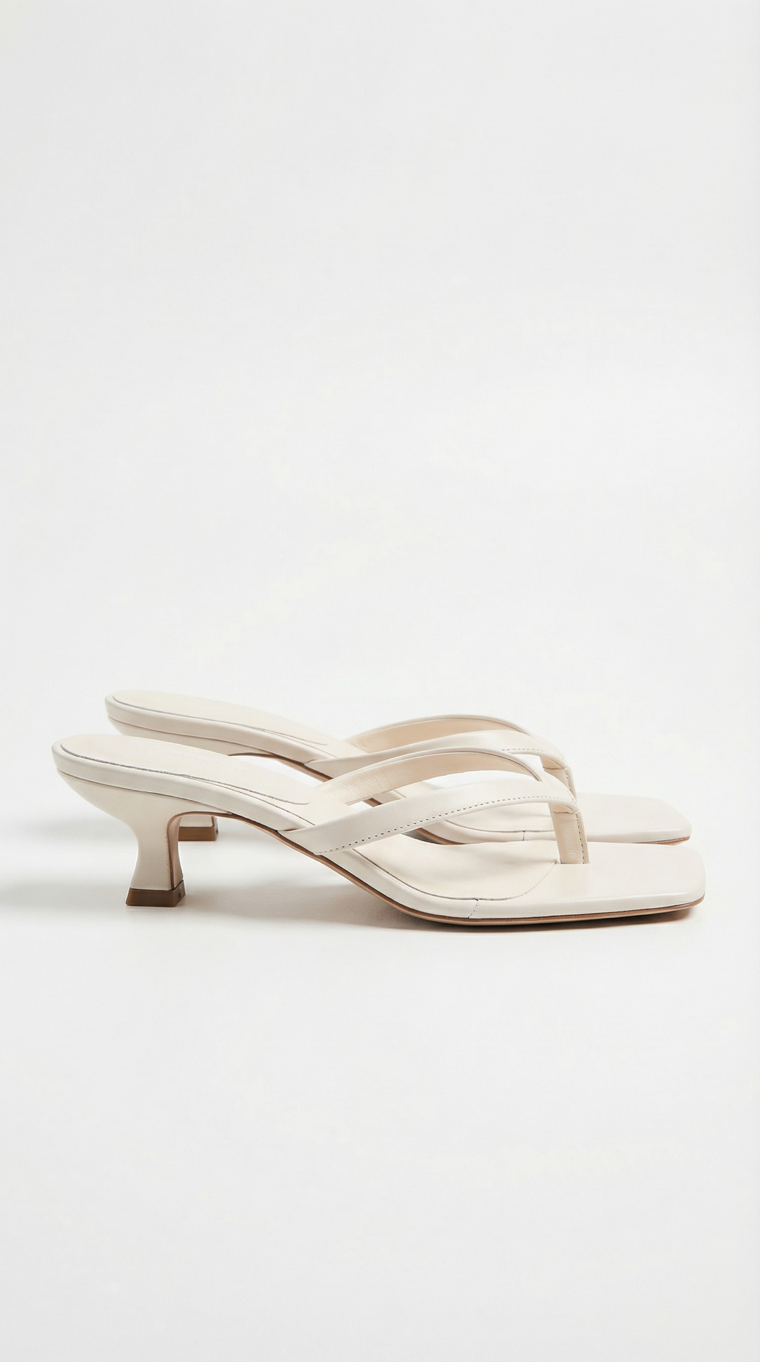 Women's Heeled Sandals | Thong Strap Kitten Heel & Square Toe