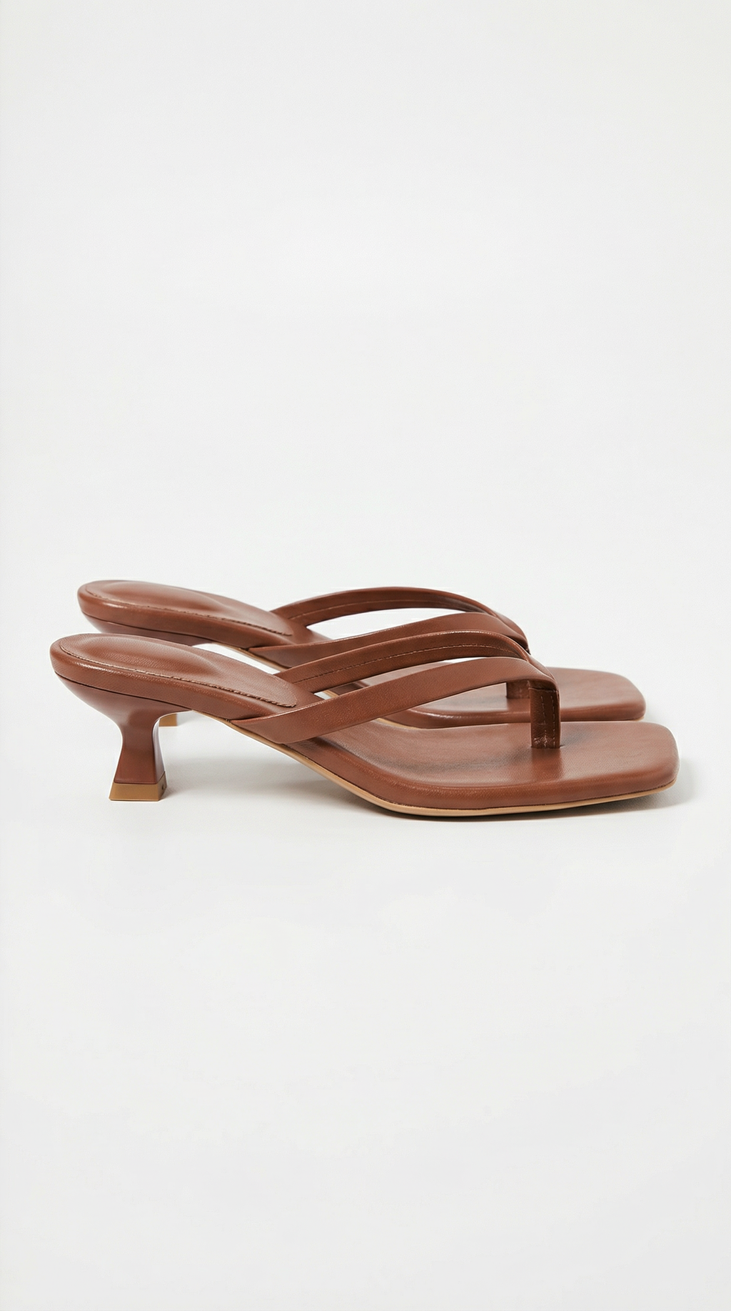 Women's Heeled Sandals | Thong Strap Kitten Heel & Square Toe