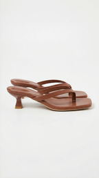 Women's Heeled Sandals | Thong Strap Kitten Heel & Square Toe