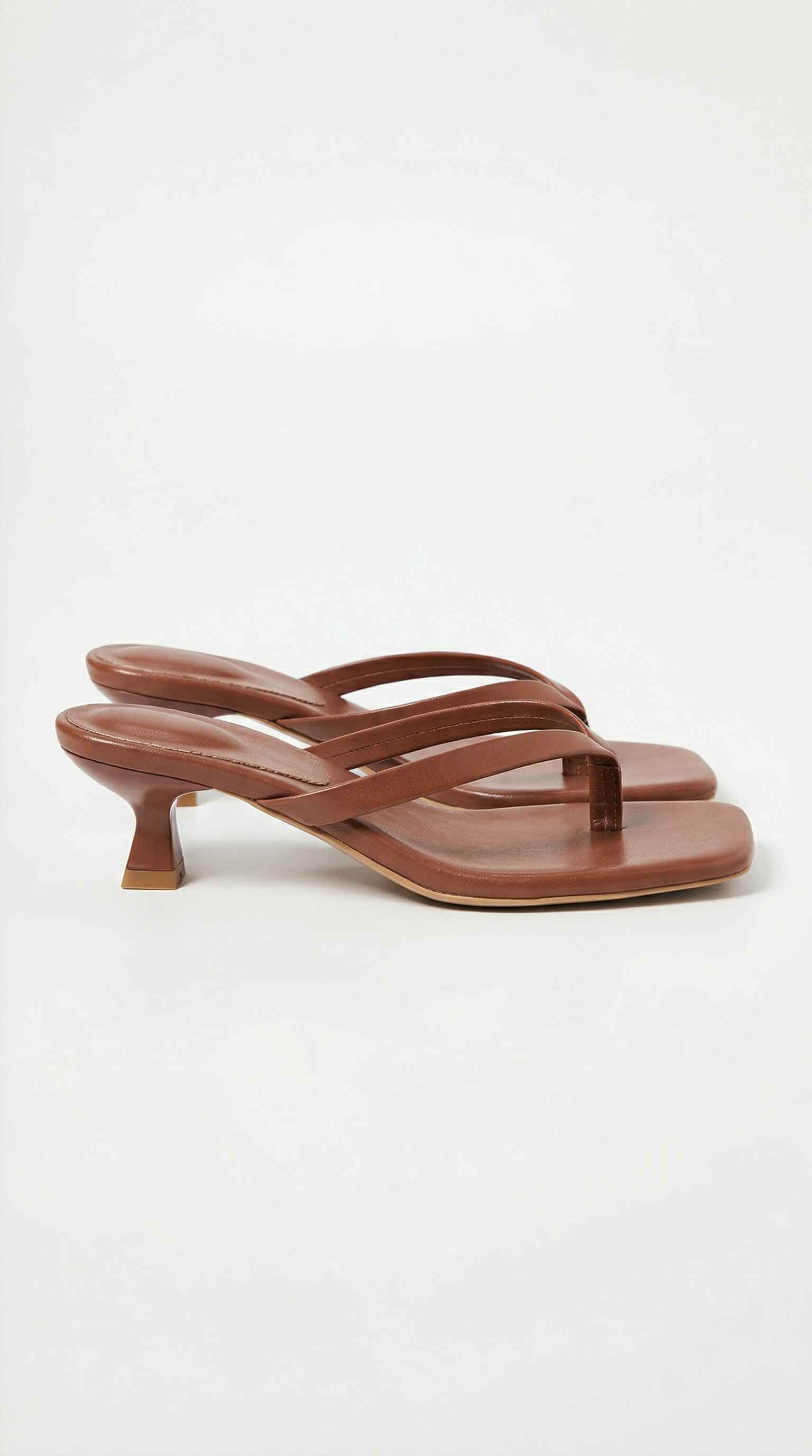 Women's Heeled Sandals | Thong Strap Kitten Heel & Square Toe