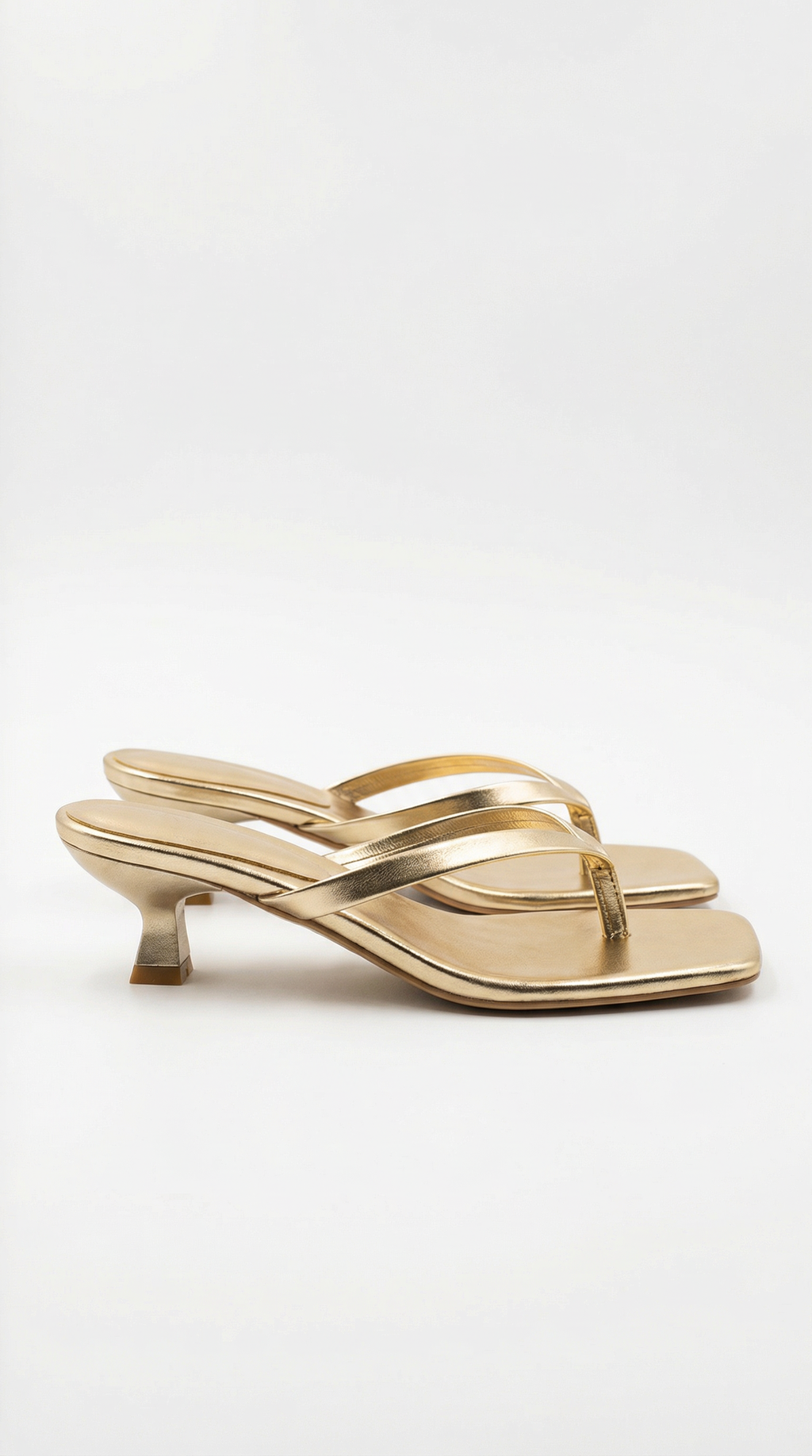 Women's Heeled Sandals | Thong Strap Kitten Heel & Square Toe