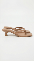 Women's Heeled Sandals | Thong Strap Kitten Heel & Square Toe