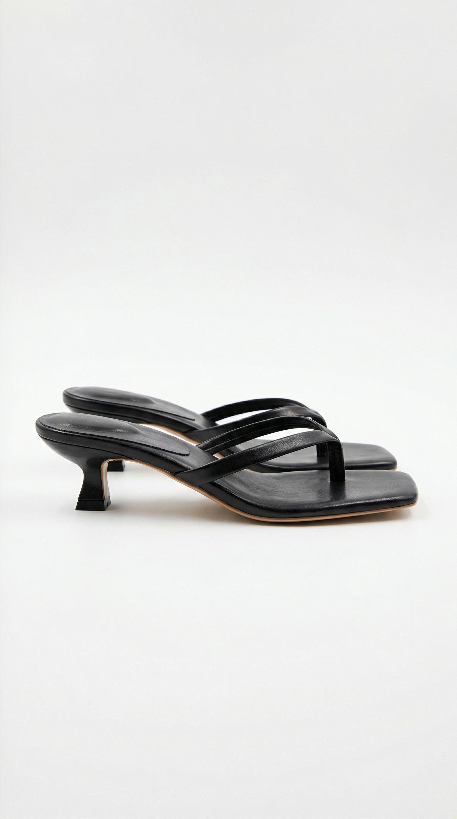 Women's Heeled Sandals | Thong Strap Kitten Heel & Square Toe