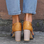 Women's Heels | Colour Block T-Bar Block Heel & Brogue Detail