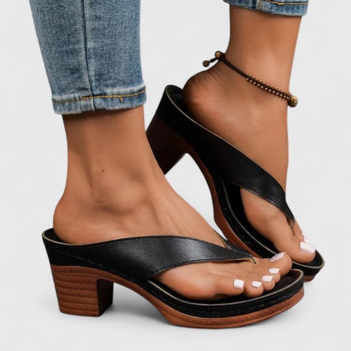 Women's Heels | Thong Toe Block Heel Slip-On Mule