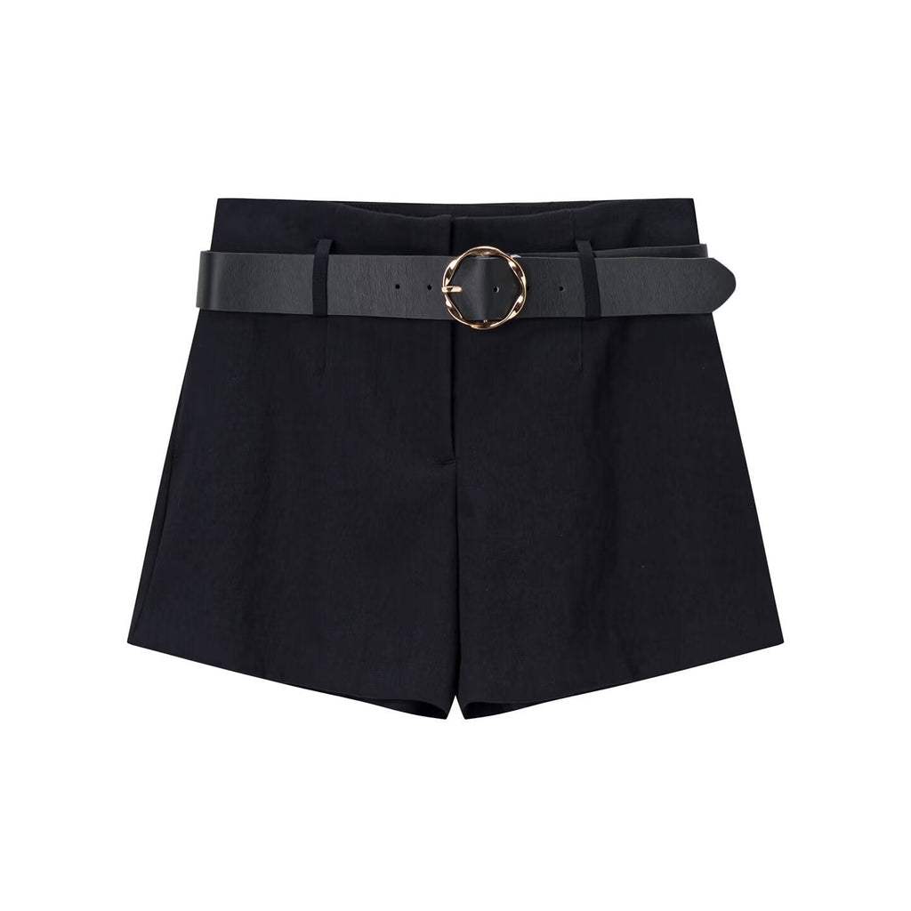 Women's High Waisted Shorts | Belted Tailored Design