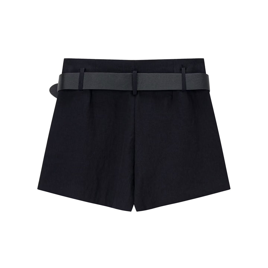 Women's High Waisted Shorts | Belted Tailored Design
