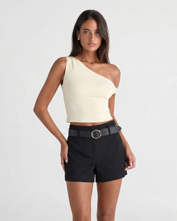 Women's High Waisted Shorts | Belted Tailored Design